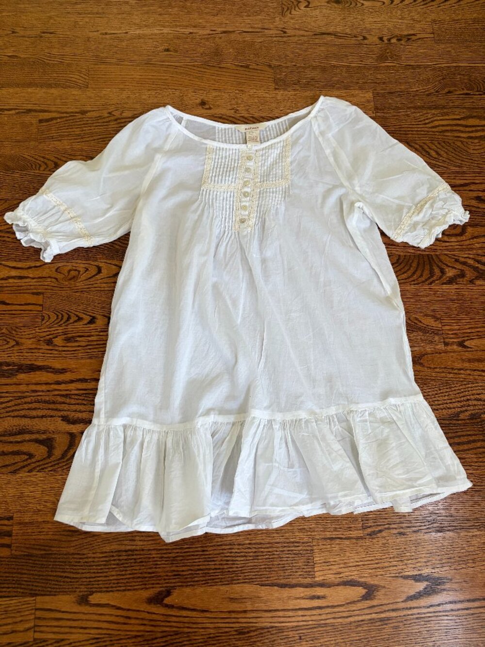 Sundance Top Womens White Size Small Sheer Lace Feminine Cottage Boho Cotton